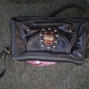 Blue leather purse